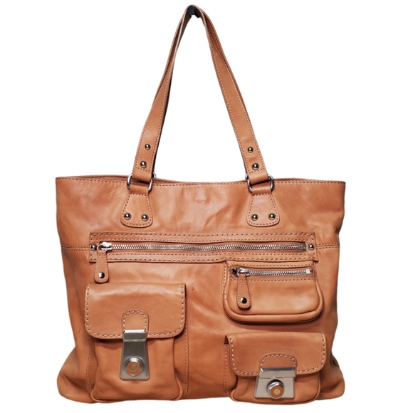 Kate Landry Handbags - Kate Landry Natural Leather Moto Tote Bag